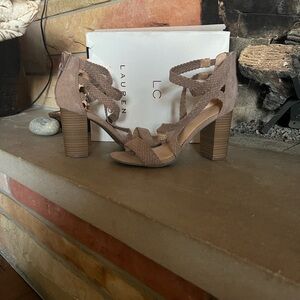 LC Lauren Conrad Women's Braided Tan Heels